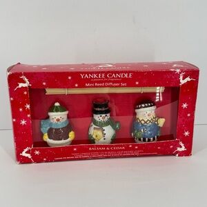 Yankee Candle Mini Reed Diffuser Set 3 Snowmen Christmas  2009 NO OIL Included